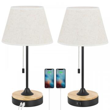 Lampes de bureau en bois avec double port USB USB