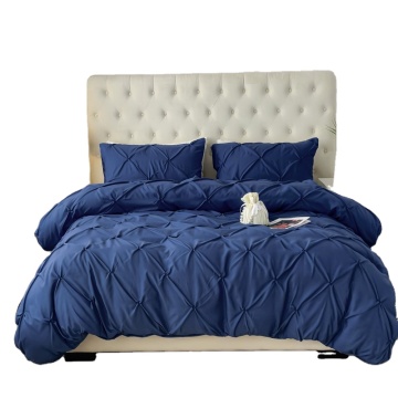 Pintuck Design Blue Luxurious Embroidery Quilt Comforter Set/Duvet Cover