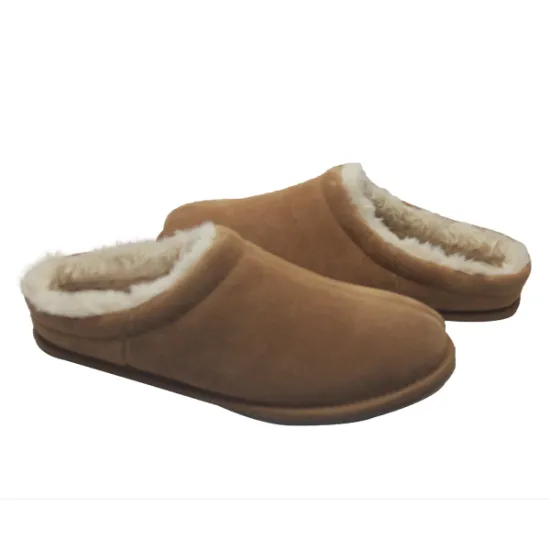 Best winter mens genuine leather wool fur slippers