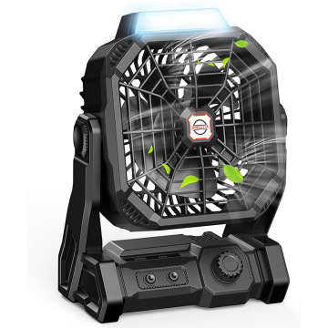 Portable Rechargeable LED Camping Fan with Light and Hook