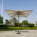 Parasol en bois à double auvent pour patio carré
