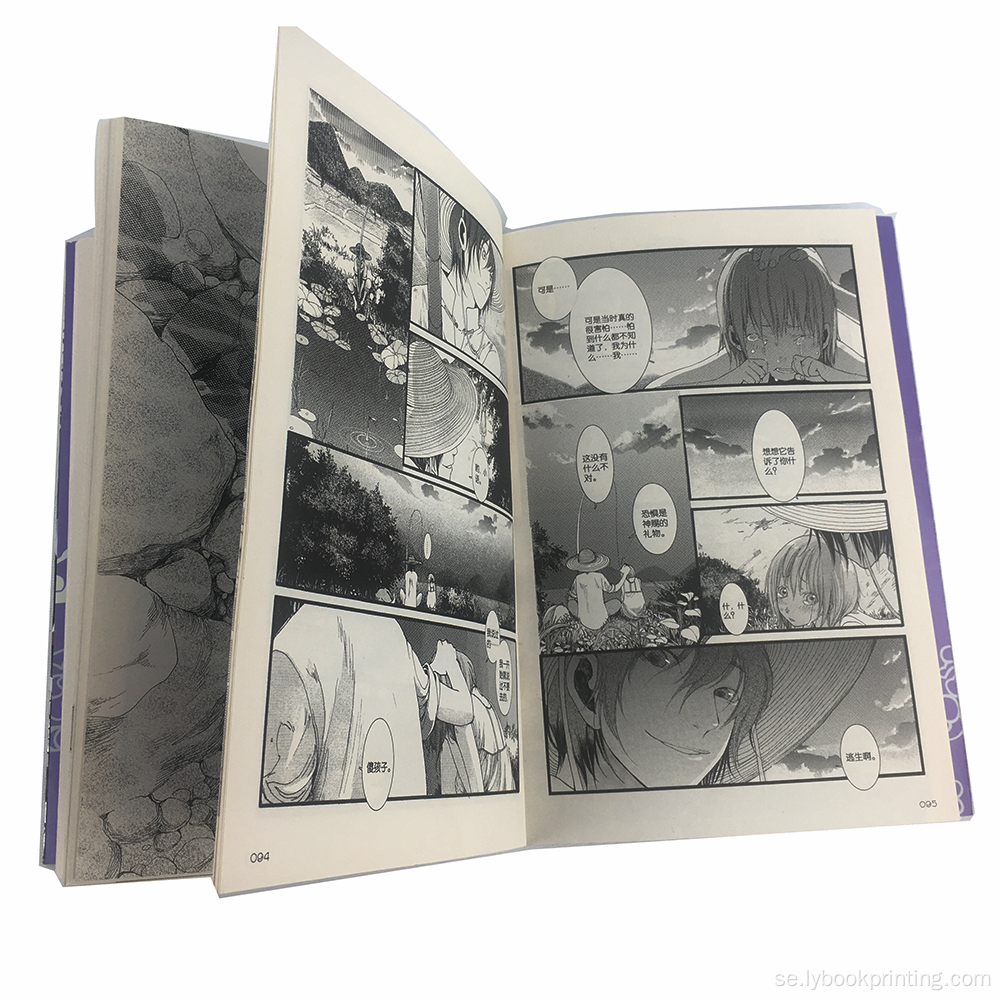 Inbunden komisk manga boktrycktecknad film