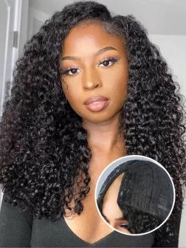 Kinky Curly V Part Human Hair Wig
