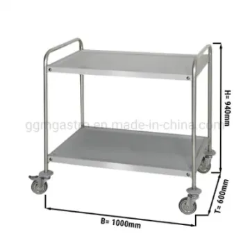 Good Quality 2 Shelves Stainless Steel Serving Trolley