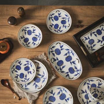 Blue and White Porcelain Asian Dinnerware Collection