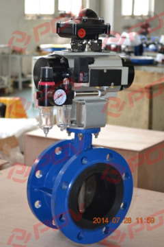 single acting pneumatic normally open flange type butterfly valve
