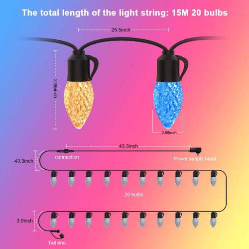C35 Crystal LED Patio Party String Light Outdoor