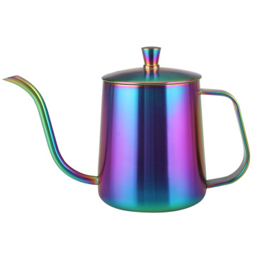 Regenbogen farbenfrohe lange schmale Ausgusskaffeekanne