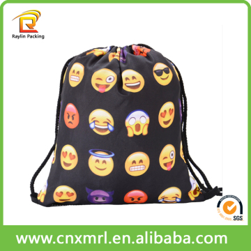 Wholesale High Quality Cotton Emoji Drawstring Bag