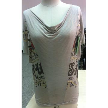 Damas 95% algodón 5% rayón tejido blusa