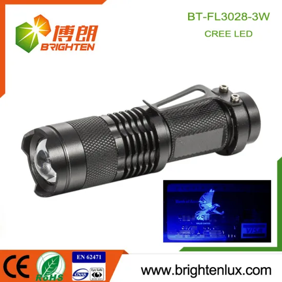 Factory Wholesale Logo Printed Aluminum Multi-functional High Power 3W led Blacklight Flashlight For Testing Gem