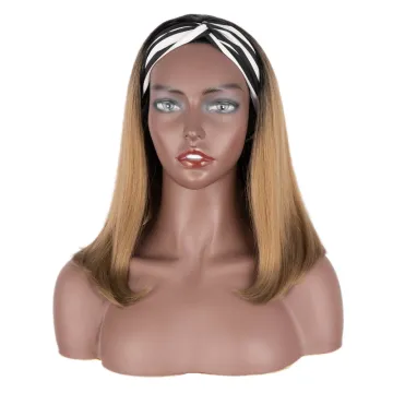 14 inches classic brown High Temperature Resistant synthetic wig wholesale Silky straight bob short wave headband wig for woman