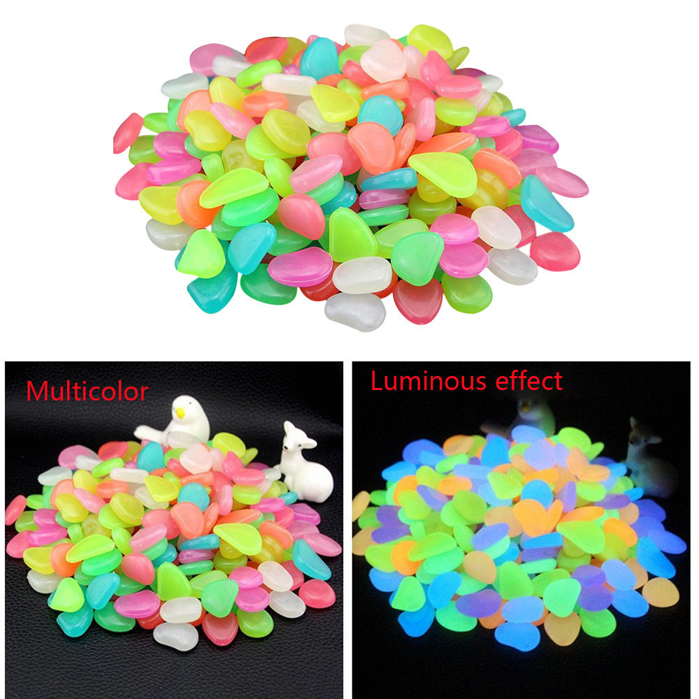 50 PCS New Glow In Dark Pebbles Glow Stones Rocks Walkway Garden Aquarium Fish Tank Valentine Luminous Stones Novelty Decoration