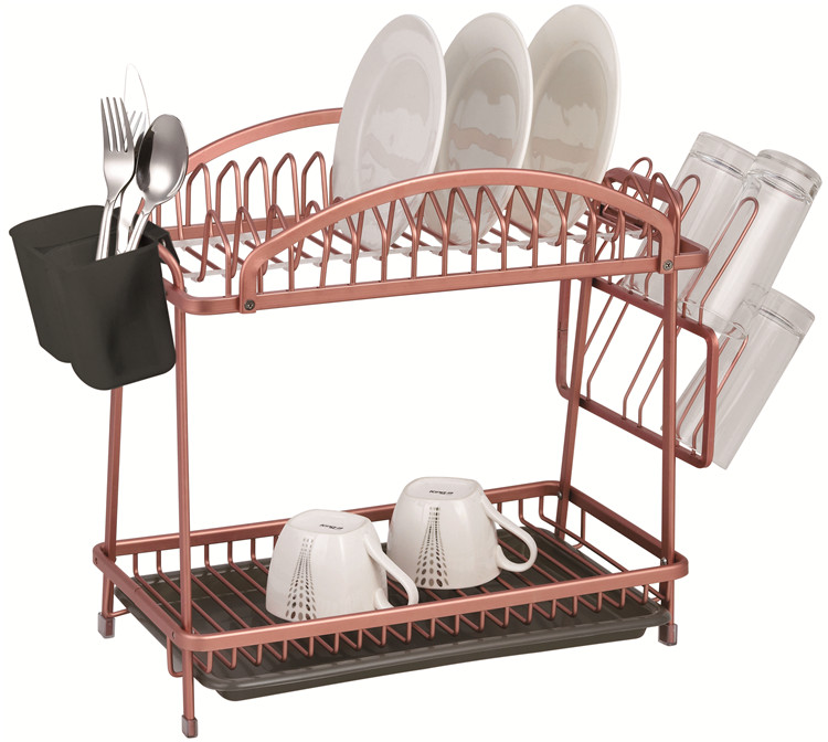 Rose Gold Dish Rack with Removable Drainer