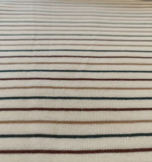 polyester cotton single jersey stripe fabric