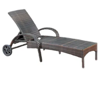 Comfortable Rattan Wicker Outdoor Pool Beach Furniture Sun Lounger with Wheels