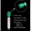 Tubo de recolección de sangre verde de 13x100 mm de sangre verde