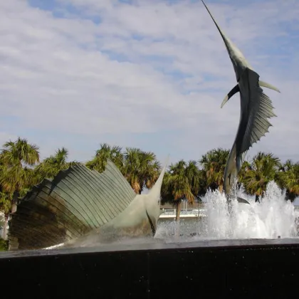 outdoor garden decoration sailfish metal water fountains sculpture