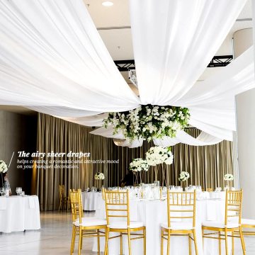 5x10ft White Backdrop: Wedding Decorations, Draping Chiffon Curtains, Sheer Drapes, Arch Tulle Curtains, and Ceiling Backdrop for Home