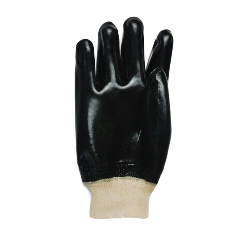 Black pvc dipped gloves oil resistant working glove