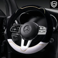 Contrasting plush steering wheel cover