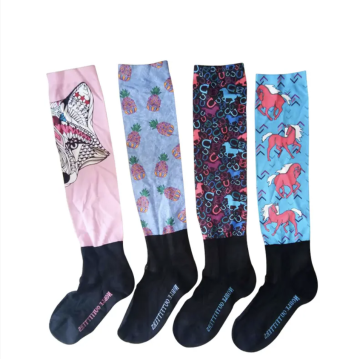 Custom 3D Sublimation Printed Horse Riding Socks with Knee High Cushioned Sole for Equestrians