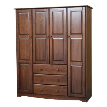 High Quality Retro Wooden Four-door Wardrobe with Large Storage Space for Bedroom