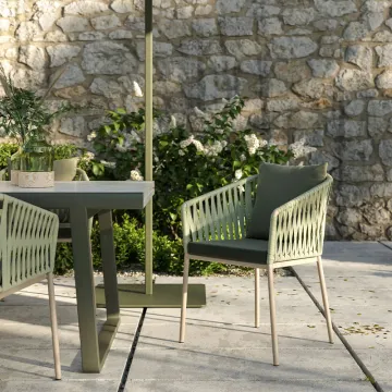Modern Aluminum Frame Rope Weave Patio Garden Dining Chair