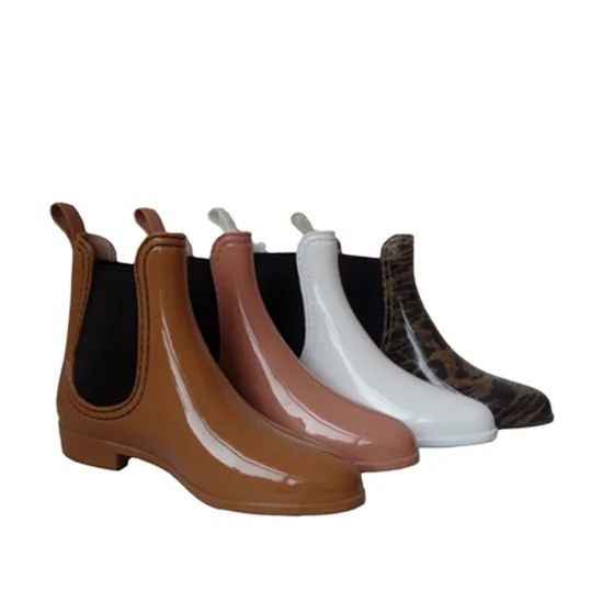 Ladies Fashionable Shiny PVC Elastic Waterproof Rain Boots