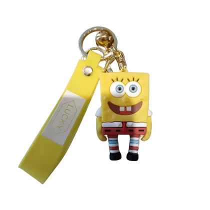 Customizable SpongeBob SquarePants Cartoon PVC Keychain Pendant & Key Ring: Perfect Children's Gift