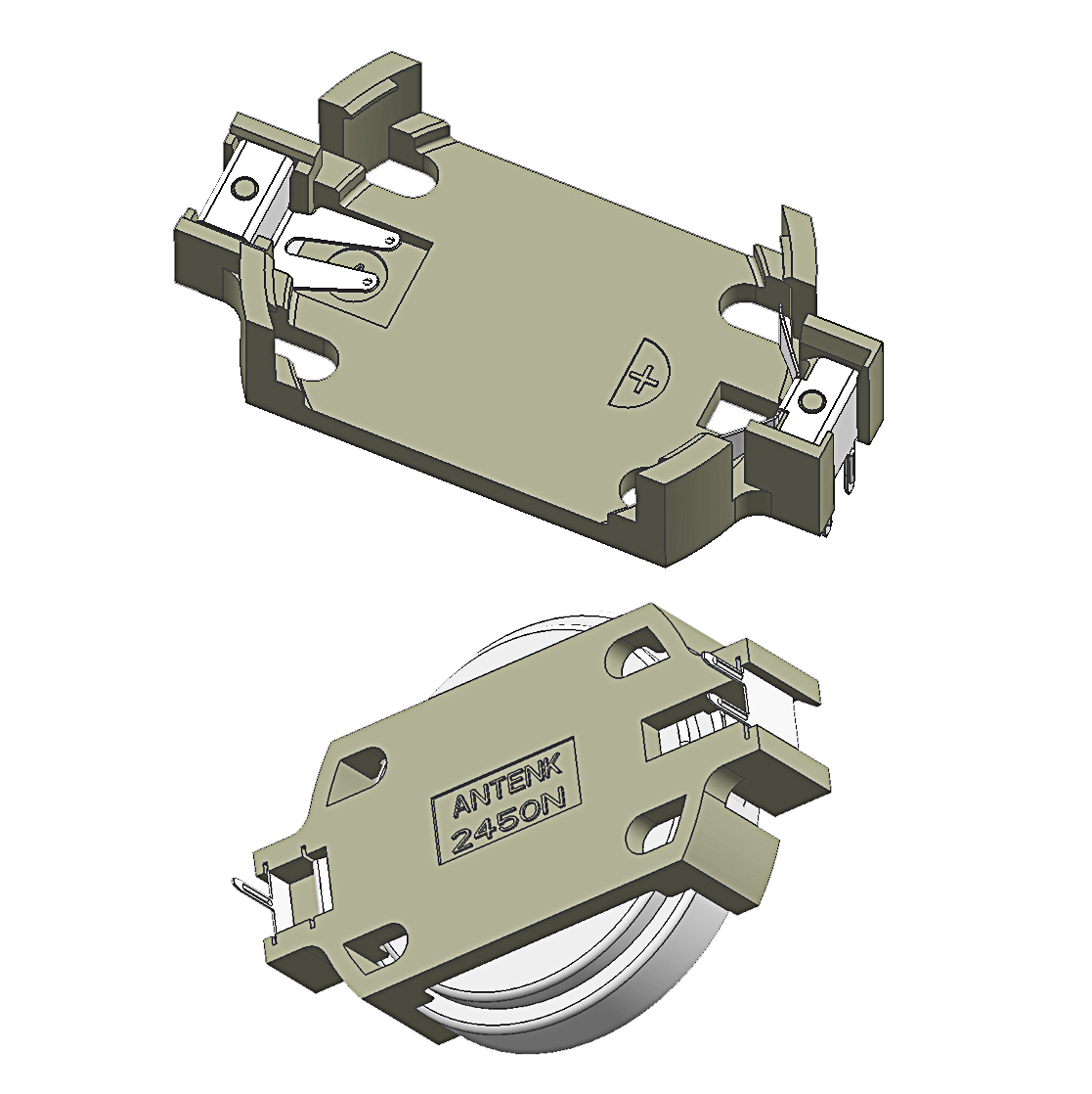 Los soportes de batería de celda de monedas CR2450N se sumergen con PC Pin