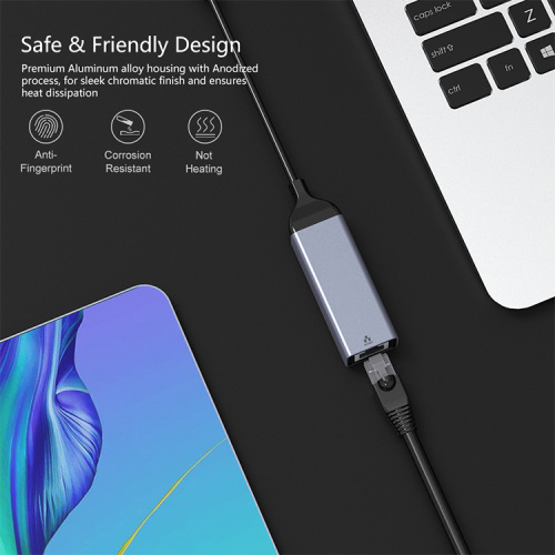 Usb c menyang Konverter adaptor jaringan Gigabit Ethernet