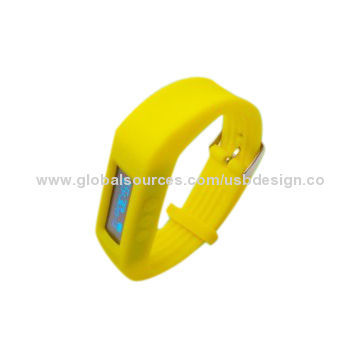 Colorful Healthy Yellow Silicone Smart Wristband with 80mAh Capacity, 43 x 17.1mm Appearance Size