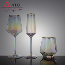 Vintage Goblet Glass Water Ripple Colored Wine Glasses