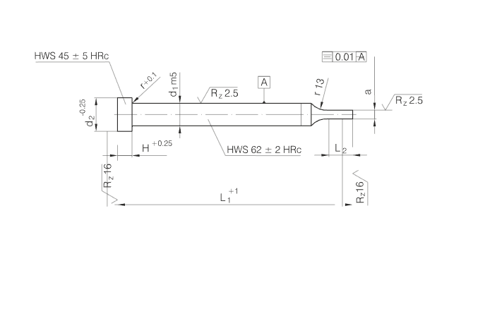 ISO8020 HWS Stepped Punches with Cilindrical Head 