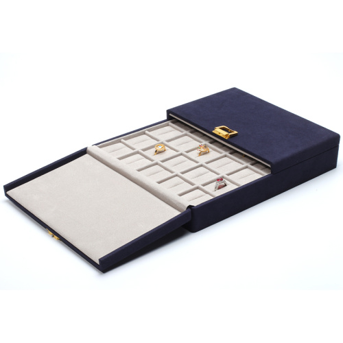 Custom Luxury Blue Microfiber Jewelry Set Box