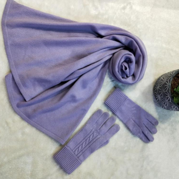 Warm cashmere wool scarf gloves set