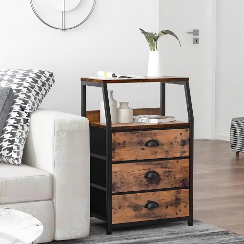 modern wood 3 tier nightstand bedside wooden