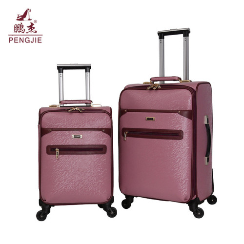 Beautiful color pink PU luggage bag for girl