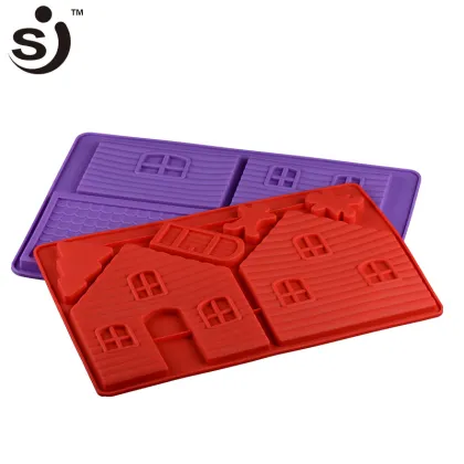 2 House Cartoon Door Design Silicone Cake Moulds