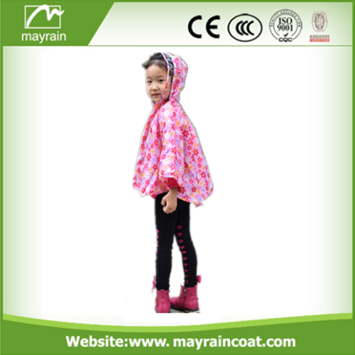 Kids Pink Rain Poncho With Animal Printing