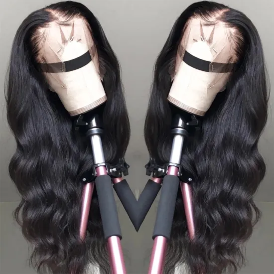 Top Selling Raw Indian 13*4 Lace Front Wig Human Hair Body Wave Single Donor Indian Virgin Hair Lace Frontal Double Drawn Wig