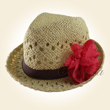 man-made baby hat with red flower