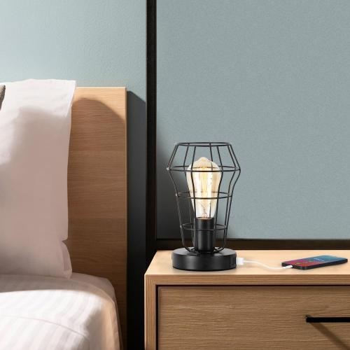 Lámpara de escritorio de dormitorio en forma de jaula de estilo retro