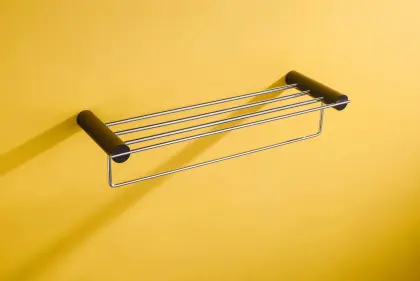 High-Capacity Matte Black Towel Rack for Family Bathrooms