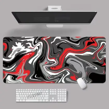 Gamer Strata Liquid Mousepad - 900x400 XXL Black & White Large Computer Mouse Pad