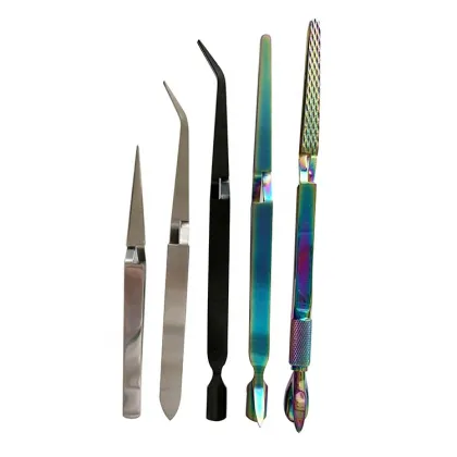 Wholesale Manicure Metal Cross Lock Reverse Nail Tweezers for Salon or DIY