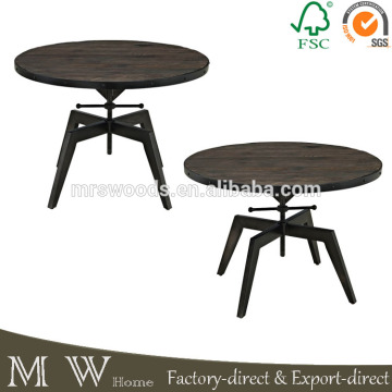 vintage industrial coffee table, living room elm wood metal round coffee table, wood metal coffee table