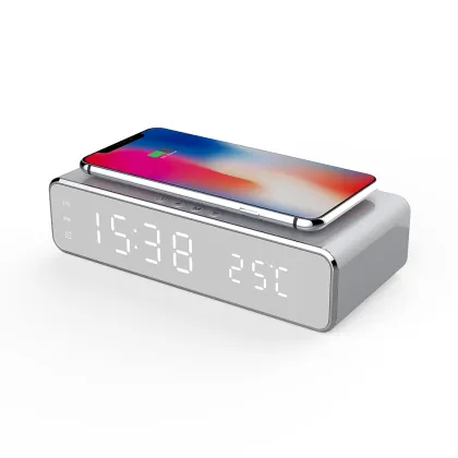 Popular Amazon LED Temperature Display Charging Clock - 5W/10W Qi Wireless Charger & Alarm Clock 2021