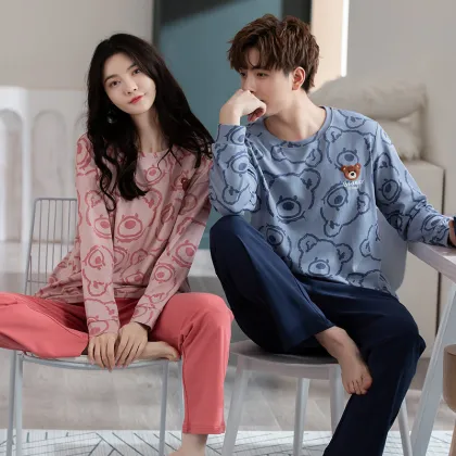 Couple pajamas cotton two-piece set